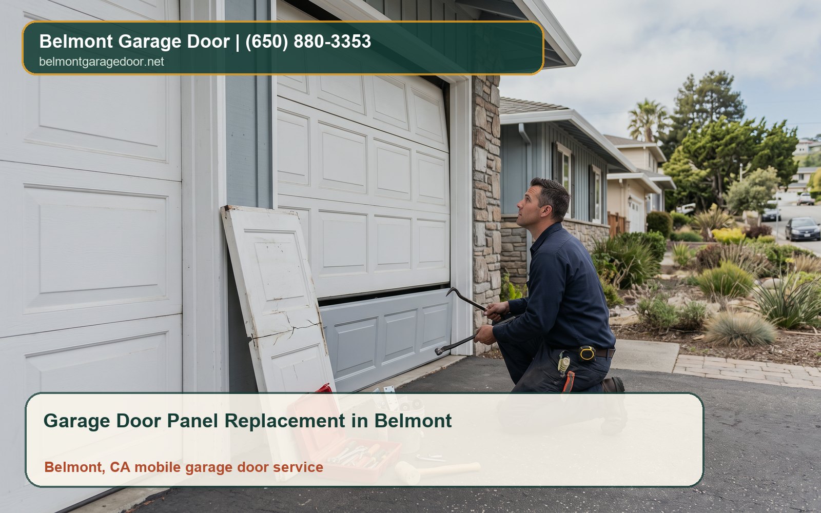 Garage Door Panel Replacement in Belmont